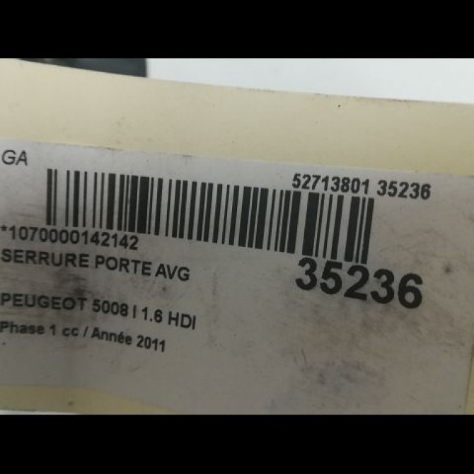 Serrure porte avg occasion PEUGEOT 5008 I Phase 1 11-2009->12-2013 1.6 HDI 112ch 9800623180 3