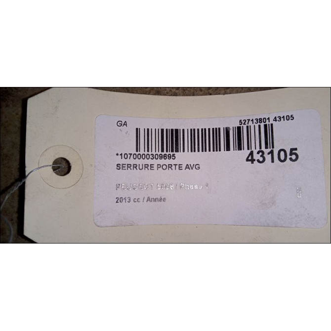 Serrure porte avg occasion PEUGEOT 5008 I Phase 1 11-2009->12-2013 9800623180 3
