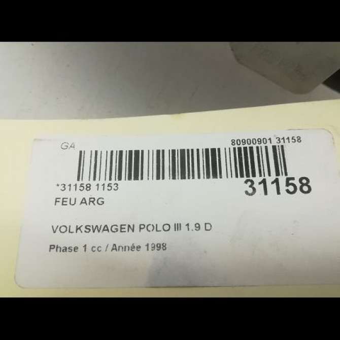 Feu arrière gauche occasion VOLKSWAGEN POLO III Phase 1 10-1994->11-1999 1.9 D 6N0945095 3