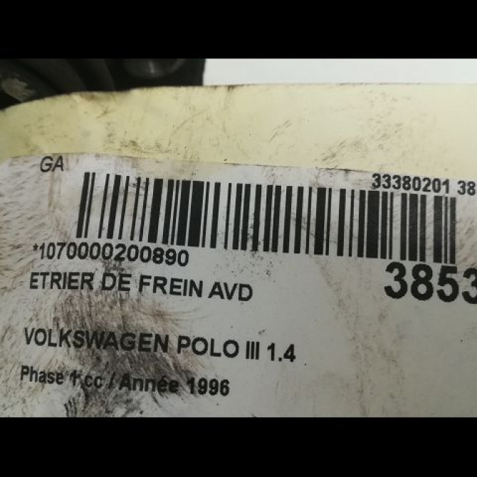 Etrier de frein avant droit occasion VOLKSWAGEN POLO III Phase 1 10-1994->11-1999 1.4 60ch 6N0615123A 3