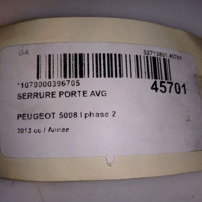 Serrure porte avg occasion PEUGEOT 5008 I phase 2 09-2013->... 9800623180 5