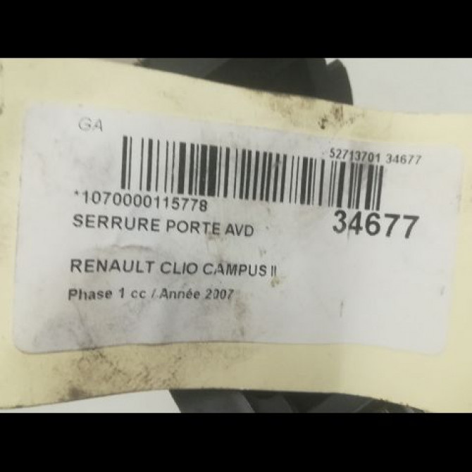 Serrure porte avd occasion RENAULT CLIO CAMPUS II Phase 1 07-2006->07-2009 1.5 DCI 70ch 8200350432 4