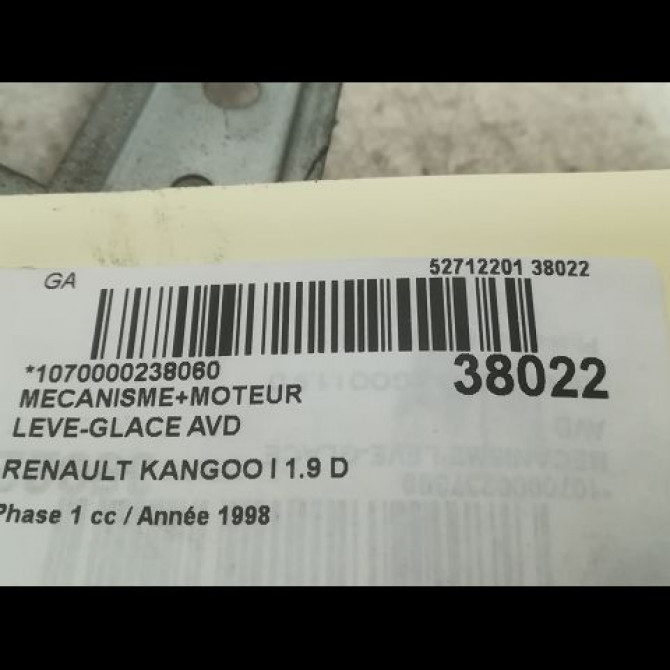 Mecanisme + moteur lève-glace avant droit occasion RENAULT KANGOO I Phase 1 09-1997->06-2003 1.9 D 65ch 7700303553 3