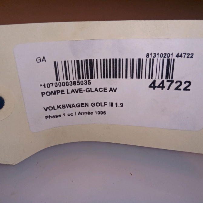 Pompe lave-glace avant occasion VOLKSWAGEN GOLF III Phase 1 01-1992->12-1997 1.9 TDI 90ch 1H6955651 5