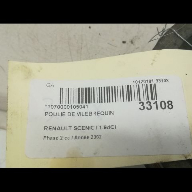Poulie de vilebrequin occasion RENAULT SCENIC I Phase 2 08-1999->06-2003 1.9dCi Pack Clim 8200689702 3