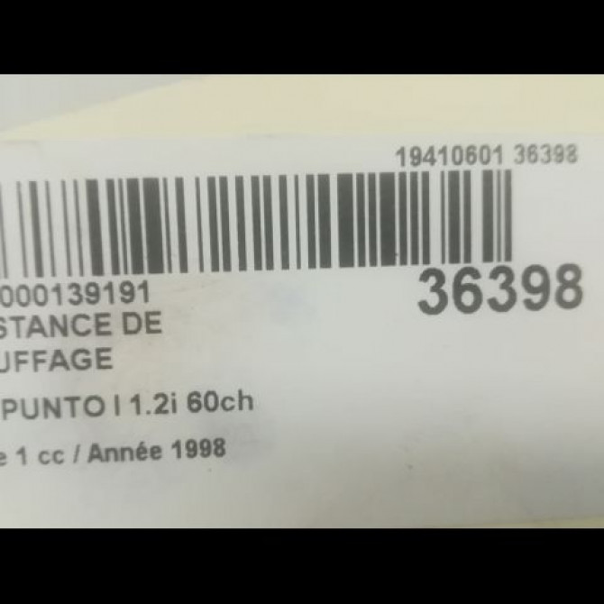Resistance de chauffage occasion FIAT PUNTO I Phase 1 11-1993->10-1999 1.2i 60ch 46721165 4