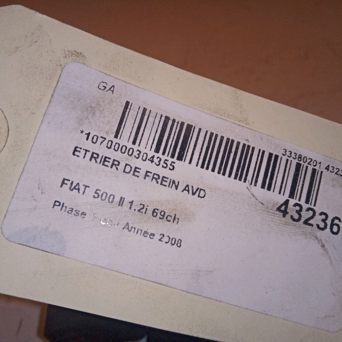 Etrier de frein avant droit occasion FIAT 500 II 500 II Phase 1 2007-07-01->2016-03-31 1.2i 69ch 77364842 3