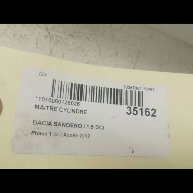 Maitre cylindre occasion DACIA SANDERO I Phase 1 06-2008->10-2012 1.5 DCI 90ch 6001551313 3