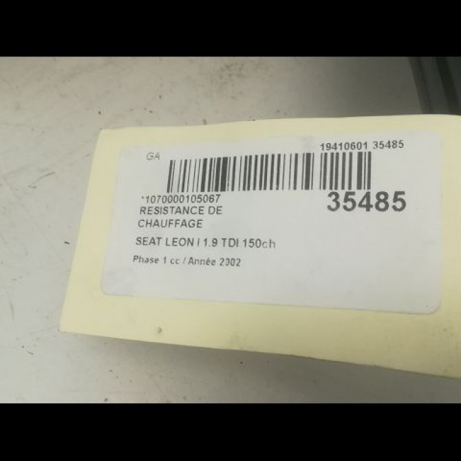 Resistance de chauffage occasion SEAT LEON I Phase 1 04-2000->10-2006 1.9 TDI 150ch 3
