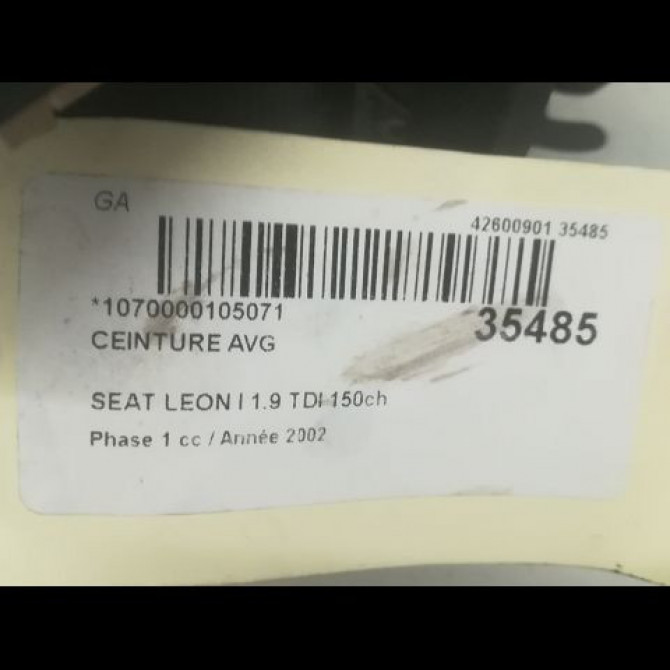 Ceinture avant gauche occasion SEAT LEON I Phase 1 04-2000->10-2006 1.9 TDI 150ch 1M0857705AHEV 5