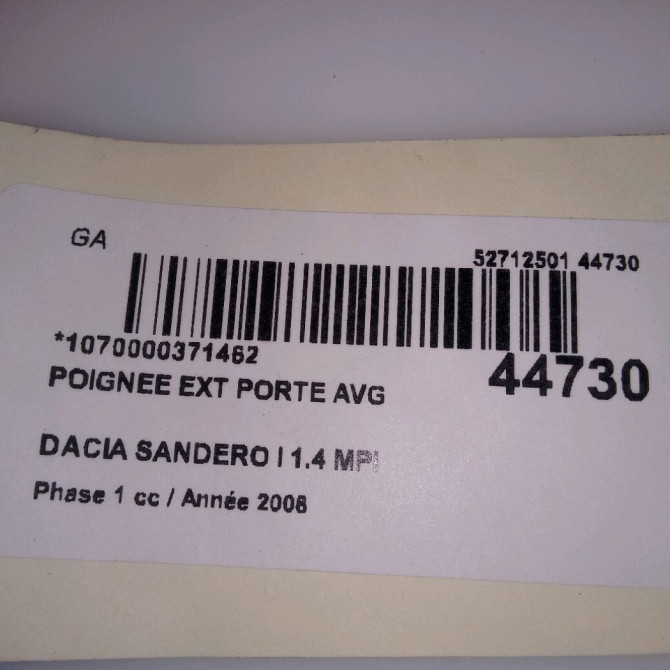 Poignee ext porte avg occasion DACIA SANDERO I Phase 1 06-2008->10-2012 1.4 MPI 75ch 806079755R 4