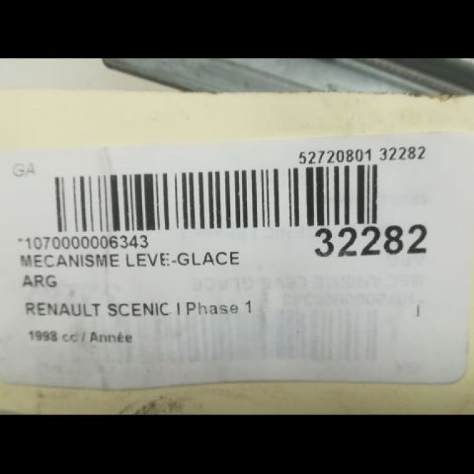 Mecanisme leve-glace arrière gauche occasion RENAULT SCENIC I Phase 1 09-1996->08-1999 7700838598 4