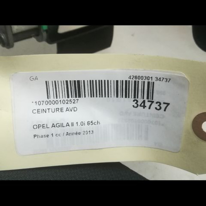 Ceinture avant droite occasion OPEL AGILA II Phase 1 03-2008->12-2014 1.0i 65ch 95515801 5