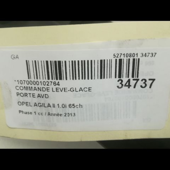Commande lève-glace porte avant droite occasion OPEL AGILA II Phase 1 03-2008->12-2014 1.0i 65ch 4