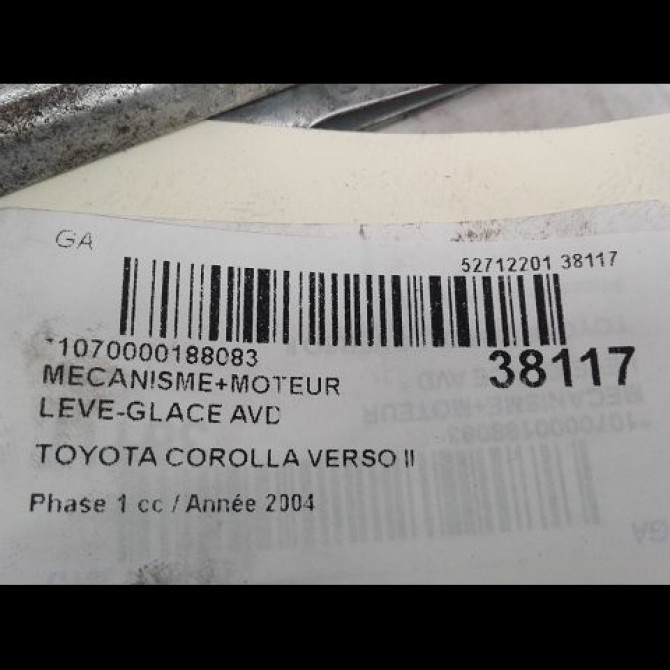 Mecanisme + moteur lève-glace avant droit occasion TOYOTA COROLLA VERSO II Phase 1 05-2004->06-2007 115 D-4D 698100F010 3