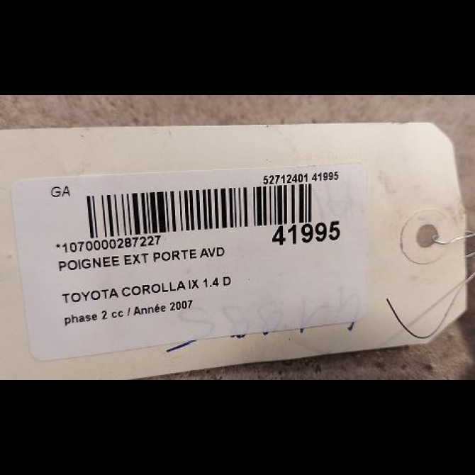 Poignee ext porte avd occasion TOYOTA COROLLA IX phase 2 07-2004->08-2007 1.4 D 90ch 6921105903 3