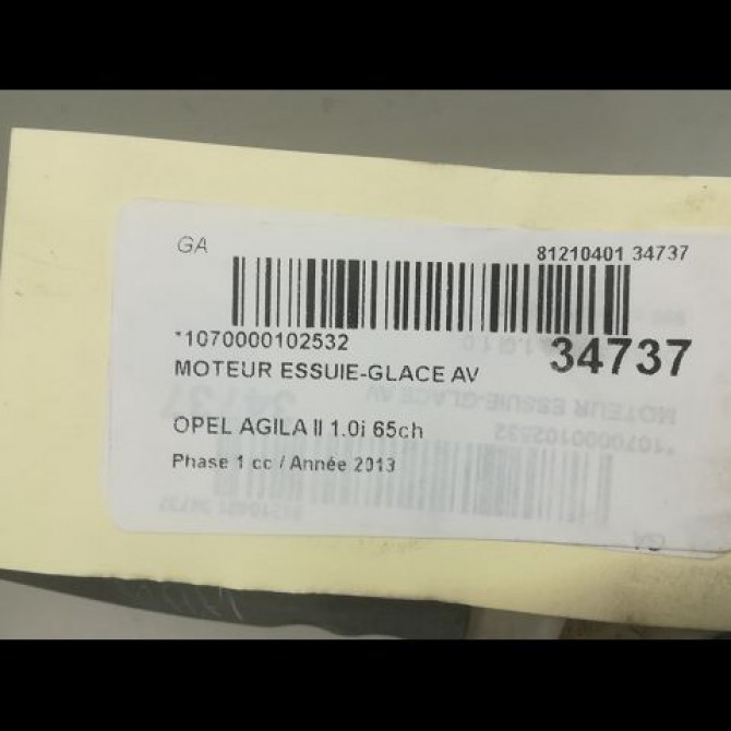 Moteur essuie-glace avant occasion OPEL AGILA II Phase 1 03-2008->12-2014 1.0i 65ch 95517285 4
