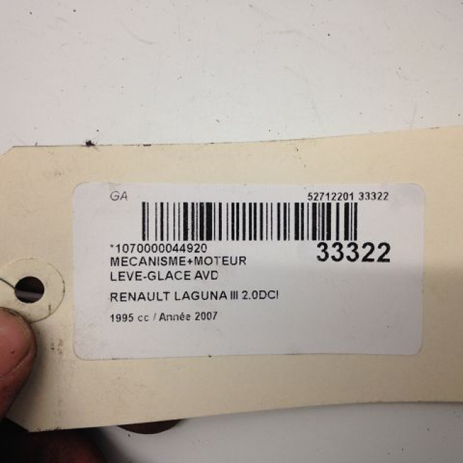Mecanisme + moteur lève-glace avant droit occasion RENAULT LAGUNA III Phase 1 10-2007->10-2010 2.0 DCI 130ch 807000002R 5