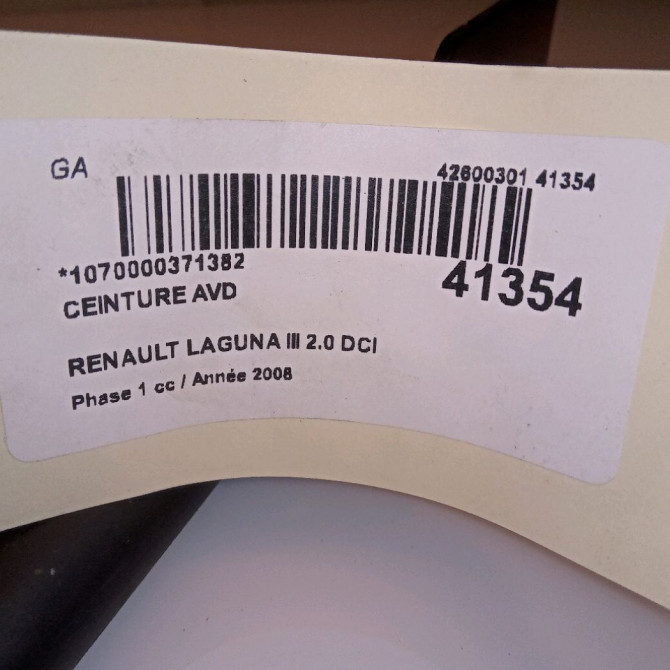 Ceinture avant droite occasion RENAULT LAGUNA III Phase 1 10-2007->10-2010 2.0 DCI 150ch 868841330R 4