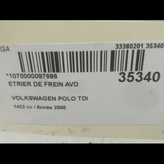 Etrier de frein avant droit occasion VOLKSWAGEN POLO III Phase 2 11-1999->12-2001 1.4 TDI 75ch 6N0615124E 3