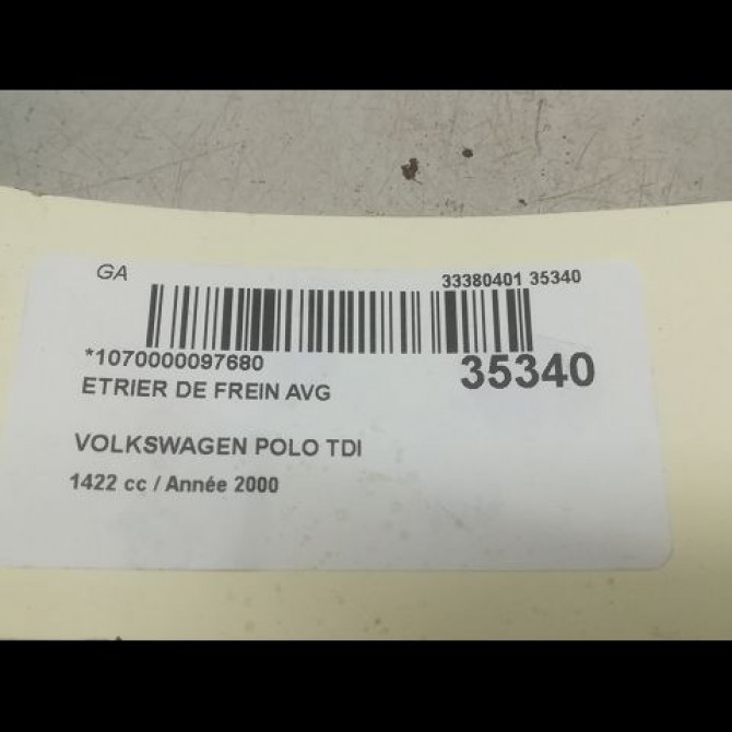 Etrier de frein avant gauche occasion VOLKSWAGEN POLO III Phase 2 11-1999->12-2001 1.4 TDI 75ch 6N0615123E 3