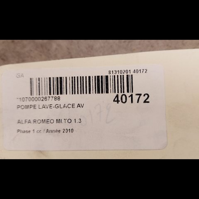 Pompe lave-glace avant occasion ALFA ROMEO MI.TO MI.TO Phase 1 2008-09-01->2016-12-31 1.3 JTDM 95ch 55702893 2