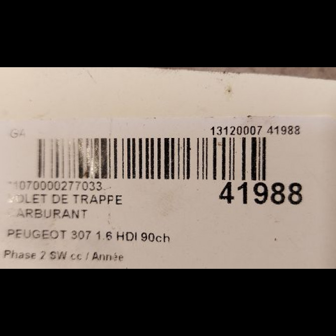 Volet de trappe carburant occasion PEUGEOT 307 Phase 2 SW 06-2005->07-2008 1.6 HDI 90ch 151799 3