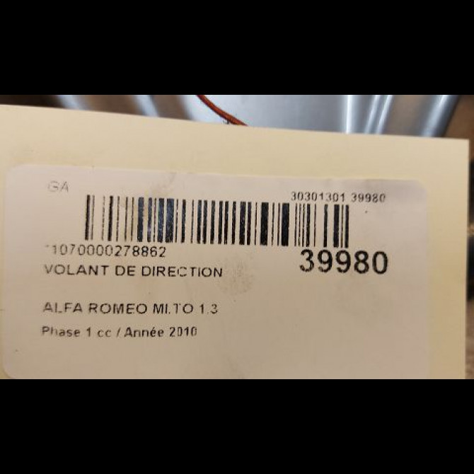 Volant de direction occasion ALFA ROMEO MI.TO MI.TO Phase 1 2008-09-01->2016-12-31 1.3 JTDM 95ch 71753838 2