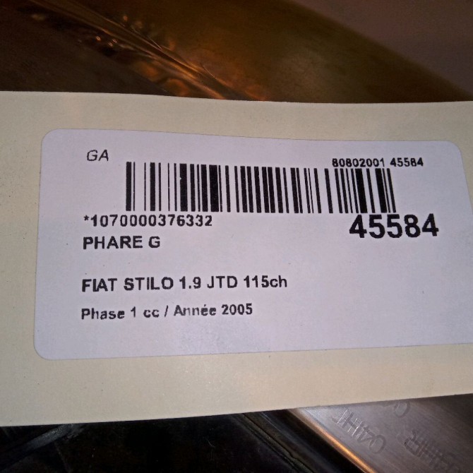 Phare gauche occasion FIAT STILO Phase 1 10-2001->09-2007 1.9 JTD 115ch 51712712 4