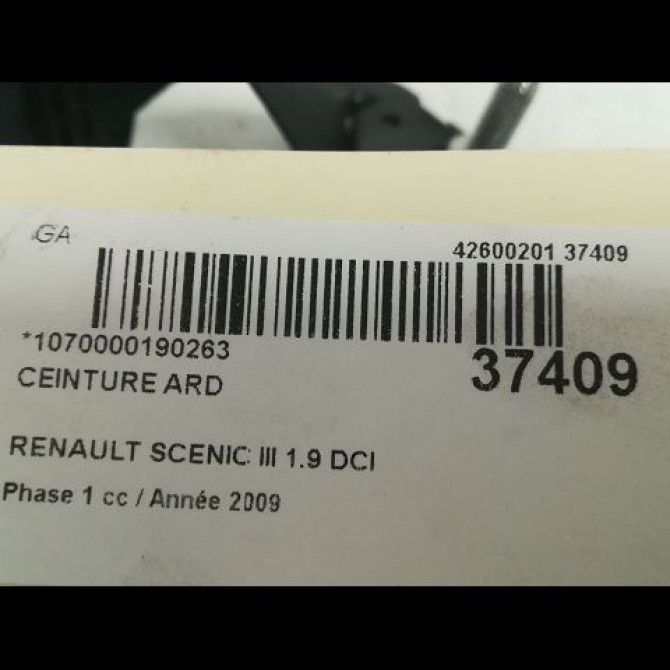 Ceinture arrière droite occasion RENAULT SCENIC III Phase 1 04-2009->11-2011 1.9 DCI 130ch 888400015R 5