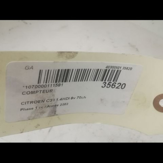 Compteur occasion CITROEN C3 I Phase 1 04-2002->10-2005 1.4HDI 8v 70ch 6104LW 3