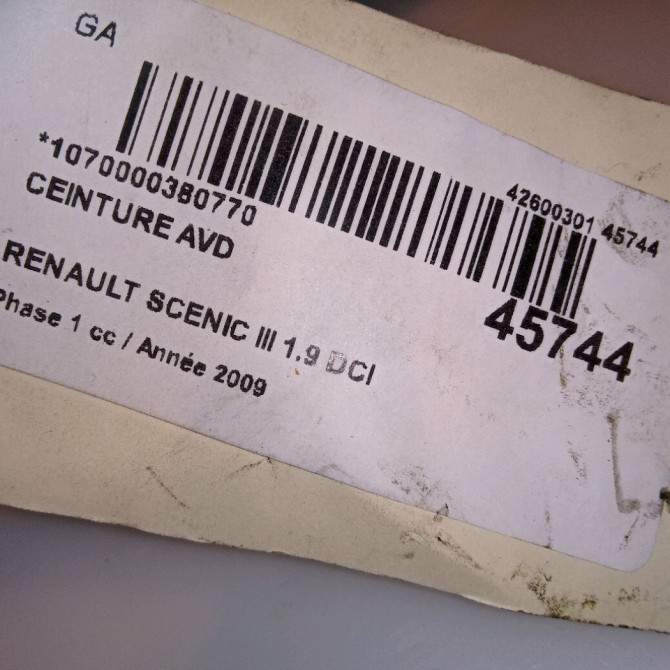 Ceinture avant droite occasion RENAULT SCENIC III Phase 1 04-2009->11-2011 1.9 DCI 130ch 868840015R 4