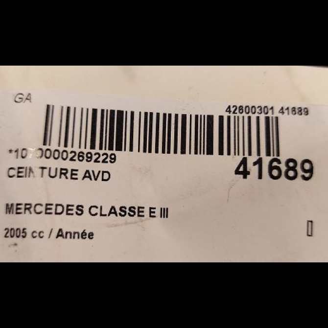 Ceinture avant droite occasion MERCEDES CLASSE E III Phase 1 03-2002->06-2006 E280CDi FAP 177ch 21186002869C94 5