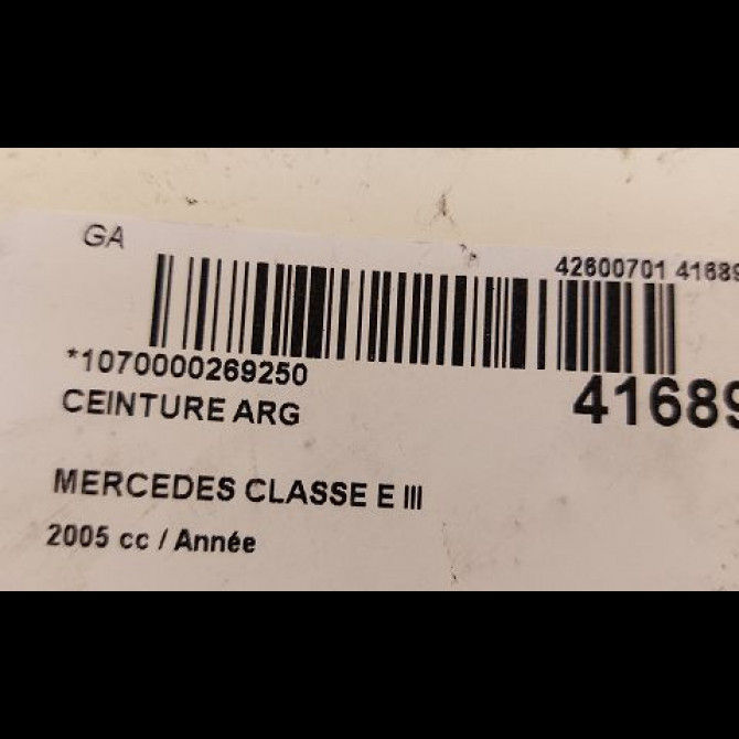 Ceinture arrière gauche occasion MERCEDES CLASSE E III Phase 1 03-2002->06-2006 E280CDi FAP 177ch 21186009869C94 5