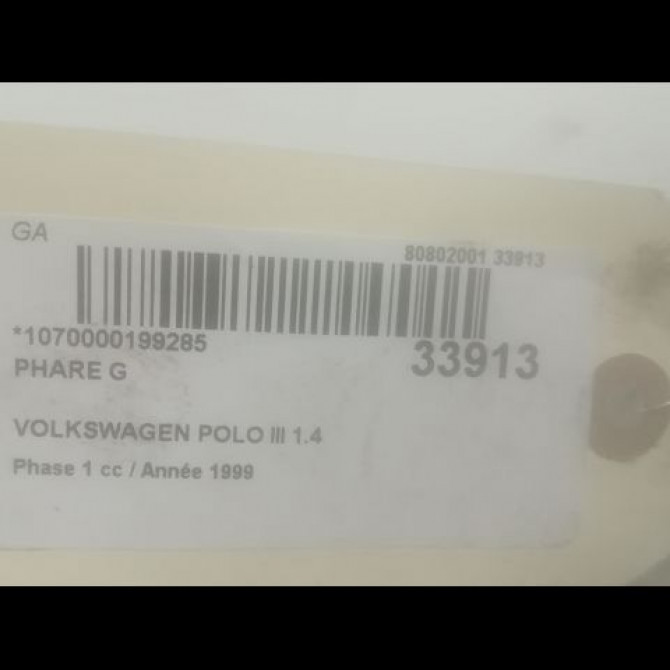 Phare gauche occasion VOLKSWAGEN POLO III Phase 1 10-1994->11-1999 1.4 6N1941015A 3