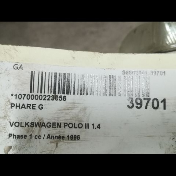 Phare gauche occasion VOLKSWAGEN POLO III Phase 1 10-1994->11-1999 1.4 6N1941015A 3