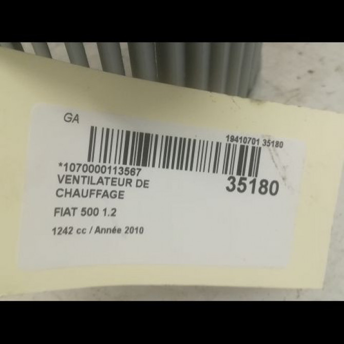 Ventilateur de chauffage occasion FIAT 500 II phase 2 04-2014->... 1.2i 69ch 3
