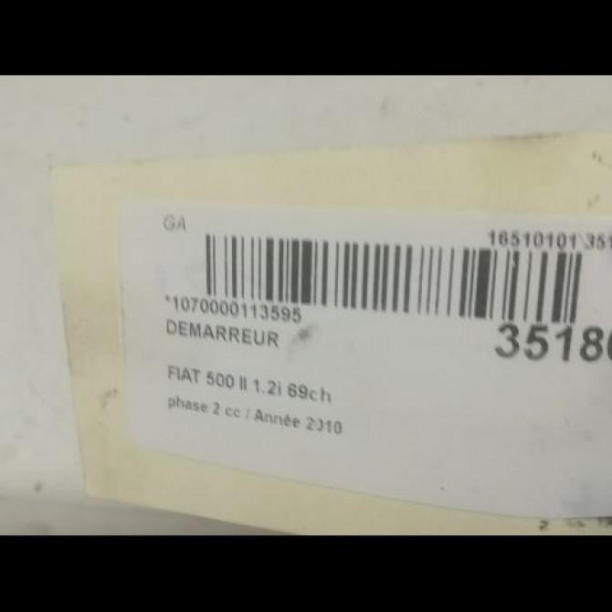 Démarreur occasion FIAT 500 II phase 2 04-2014->... 1.2i 69ch 51916168 5