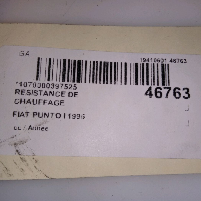 Resistance de chauffage occasion FIAT PUNTO I Phase 1 11-1993->10-1999 1.1i 54ch 46721165 4