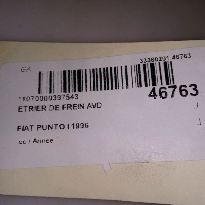 Etrier de frein avant droit occasion FIAT PUNTO I Phase 1 11-1993->10-1999 1.1i 54ch 77364842 4