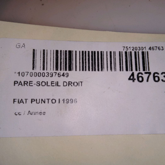 Pare-soleil droit occasion FIAT PUNTO I Phase 1 11-1993->10-1999 1.1i 54ch 719686060 4