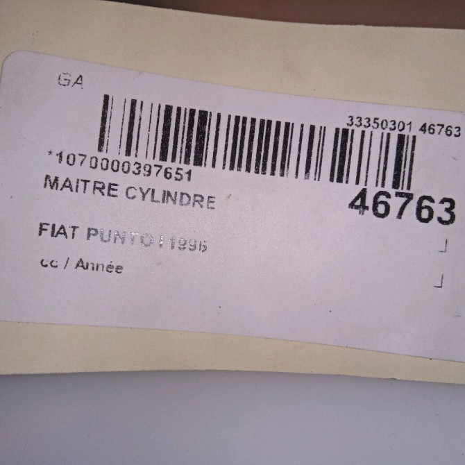 Maitre cylindre occasion FIAT PUNTO I Phase 1 11-1993->10-1999 1.1i 54ch 71738446 5