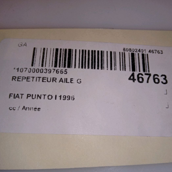Répétiteur aile gauche occasion FIAT PUNTO I Phase 1 11-1993->10-1999 1.1i 54ch 7732499 4
