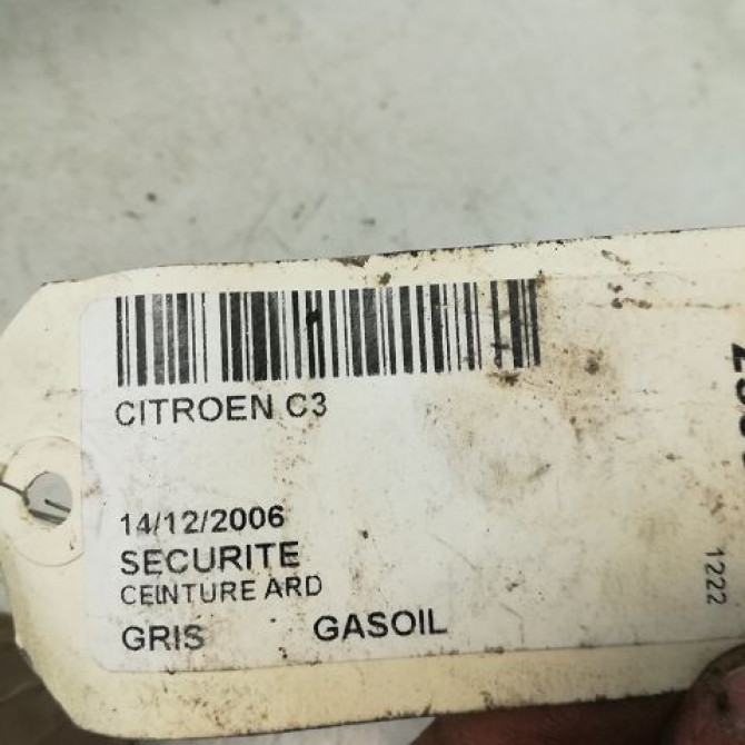 Ceinture arrière droite occasion CITROEN C3 I Phase 1 04-2002->10-2005 1.4 HDi 8975TZ 3