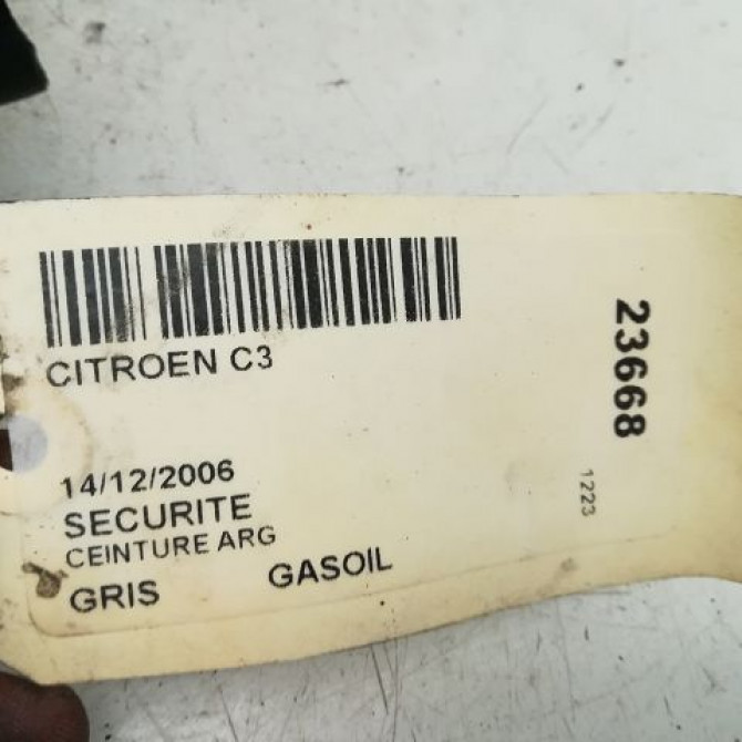 Ceinture arrière gauche occasion CITROEN C3 I Phase 1 04-2002->10-2005 1.4 HDi 8975TX 3