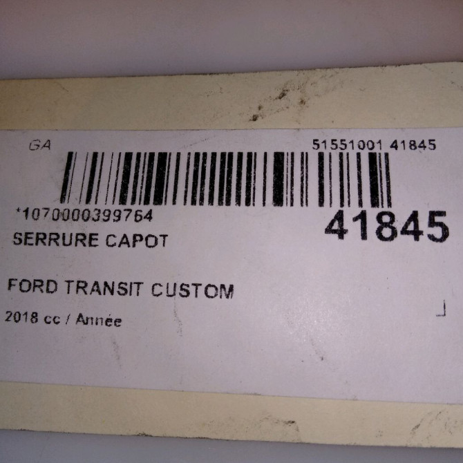 Serrure capot occasion FORD TRANSIT CUSTOM Phase 2 01-2018->... 2187932 4