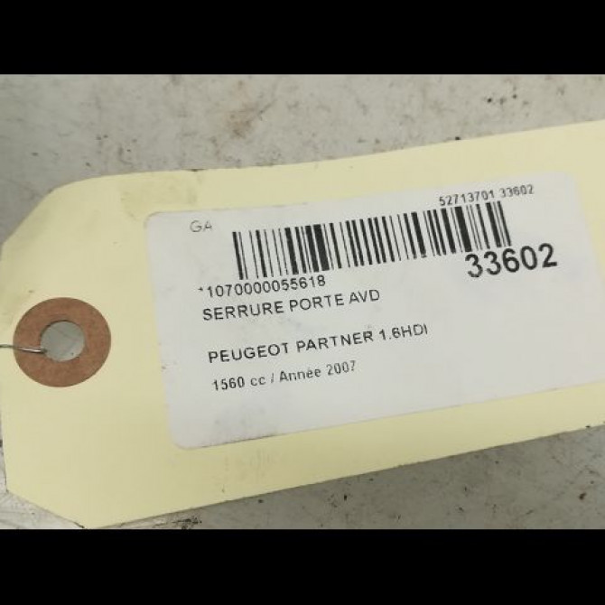 Serrure porte avd occasion PEUGEOT PARTNER I Phase 2 11-2002->05-2008 1.6 HDI 90ch 9136J4 4