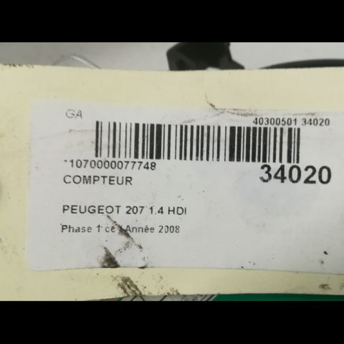 Compteur occasion PEUGEOT 207 Phase 1 04-2006->06-2013 1.4 HDI 6103JV 4
