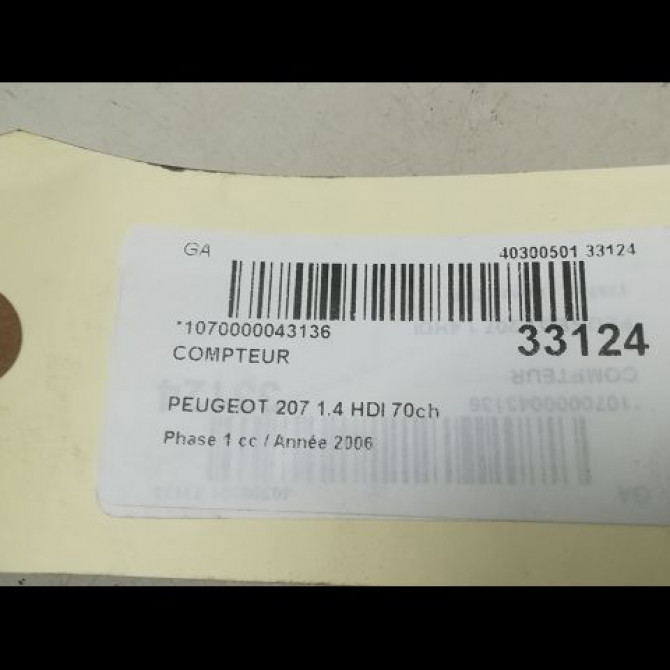 Compteur occasion PEUGEOT 207 Phase 1 04-2006->06-2013 1.4 HDI 70ch 6103JV 3