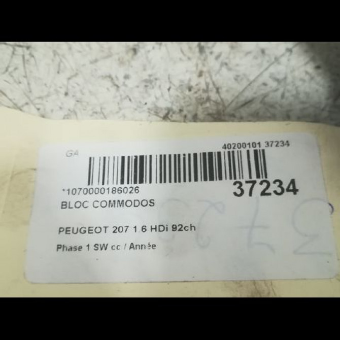 Bloc commodos occasion PEUGEOT 207 Phase 1 SW 07-2007->03-2013 1.6 HDi 92ch 6242YP 5